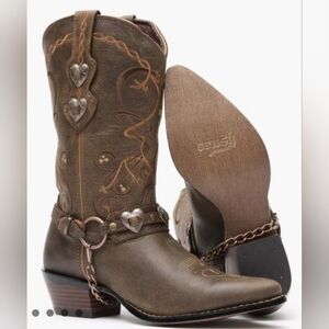 CRUSH BY DURANGO HEARTBREAKER WESTERN BOOTS W/ HEARTS  SZ 7..5